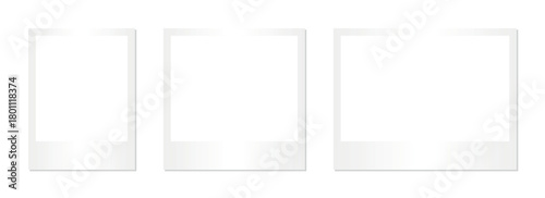 Clean isolated set of white vintage instant photo frames with shadows on transparent background ideal for digital scrapbook design template collage memory card layout retro print style visual element