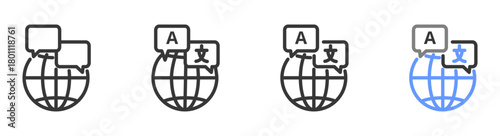 The Ultimate language Styles with Variations Line of icon set vector illustration