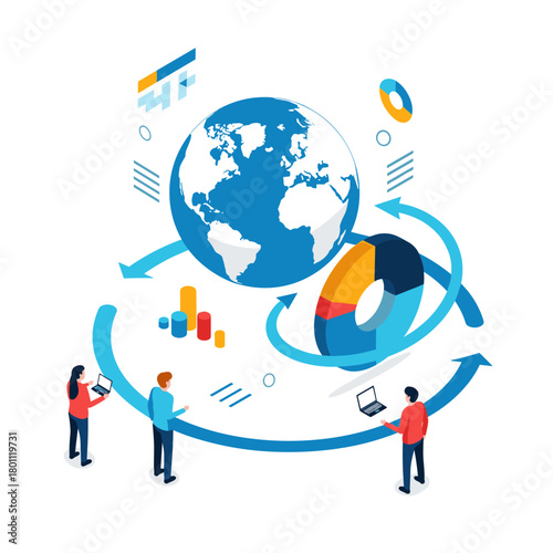 Global data analytics and business intelligence reporting visualization.