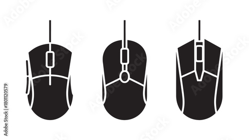 Set of computer mouse icons simple flat vector design element isolated on white background for web and mobile apps
