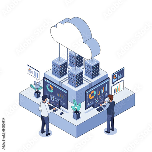 Data analytics and cloud computing infrastructure for business intelligence and digital transformation.
