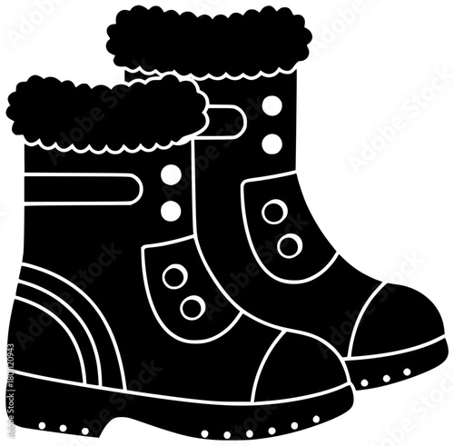 winter illustration fashion silhouette footwear logo boot icon shoes outline style boots snow design shoe clothing leather female brown shape with vector graphic background