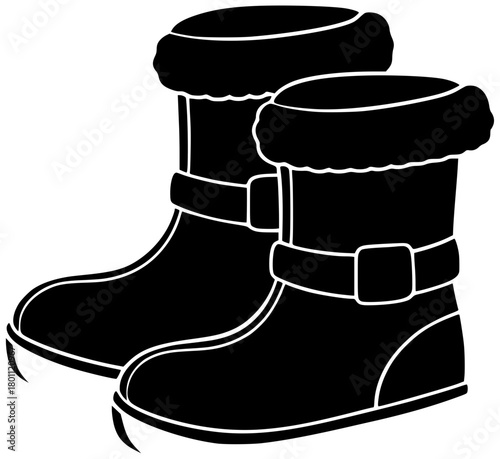 winter illustration fashion silhouette footwear logo boot icon shoes outline style boots snow design shoe clothing leather female brown shape with vector graphic background