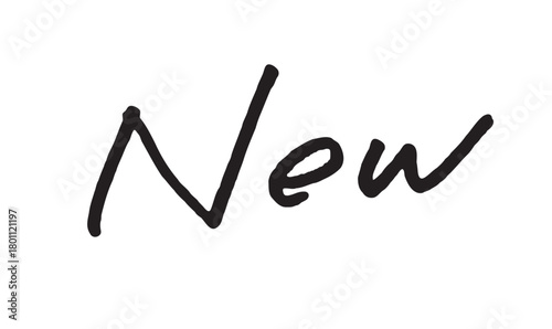 手書き英語文字「New」の筆記風デザイン素材｜新着,新商品,強調,販促,手描き