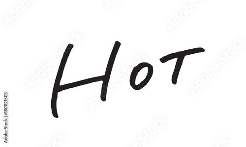 手書き英語文字「HOT」筆記風デザイン素材｜ホット,温かい,強調,目立つ