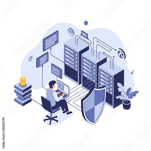 Secure server infrastructure management and data protection strategies.