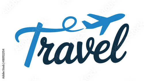 Travel word mark with airplane