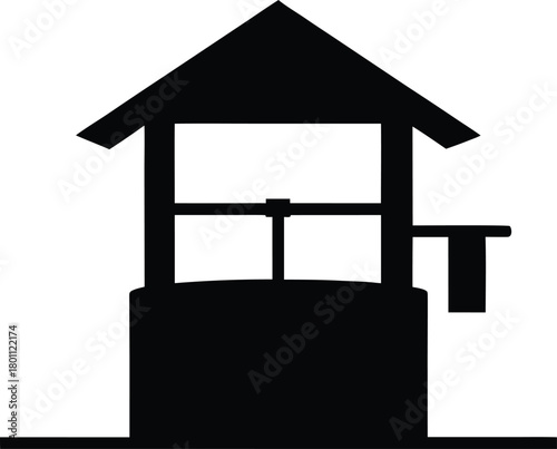 Water Well Silhouette – Old Well Vector Icon