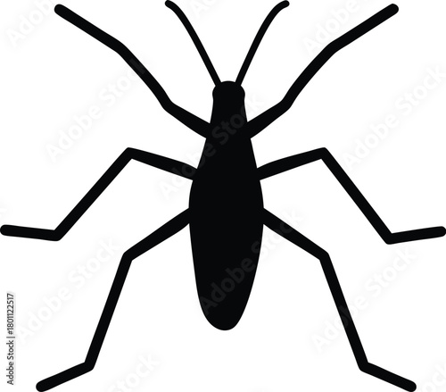 Water Strider Silhouette – Insect Icon Vector Illustration
