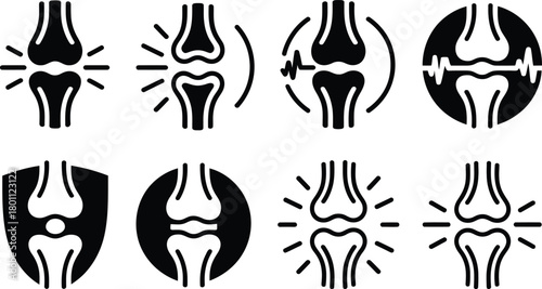 Set of Icons Illustrating Joint Health and Pain, Medical Symbols