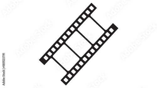 Film strip vector icon simple black and white design isolated on white background for movie and media projects