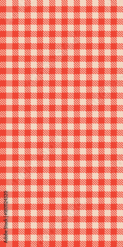 Seamless vector pattern red white checkered gingham retro picnic fabric tablecloth texture textile background summer decorative design traditional style wrapping illustration