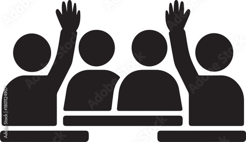 Vector illustration of a person holding a sign in a simple silhouette style