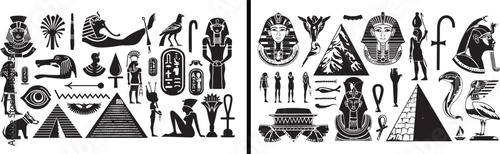  egyptian art symbols, ancient heritage illustration, cultural doodle design, historic vector drawing, traditional museum artwork, pharaoh art concept, egypt monuments illustration, line art culture, 