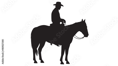 Silhouette of a cowboy riding a horse vector illustration isolated on white background western lifestyle concept