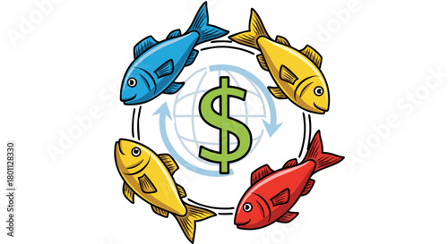 Global Fish Market: A Colorful Illustration of International Trade.