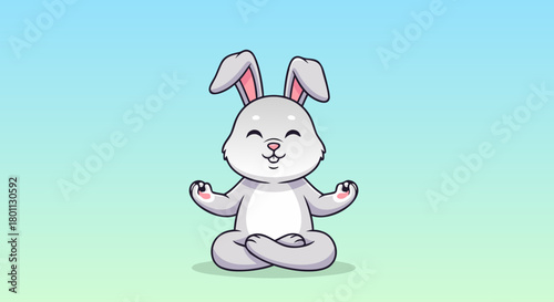 Cartoon rabbit meditating with a black mask for anonymity and focus.