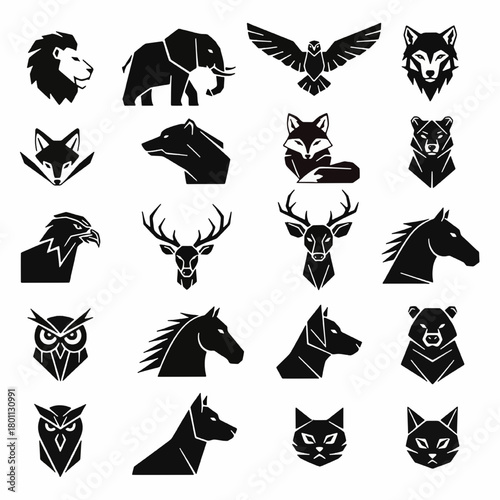 Majestic Wildlife and Bird Geometric Silhouettes Collection
