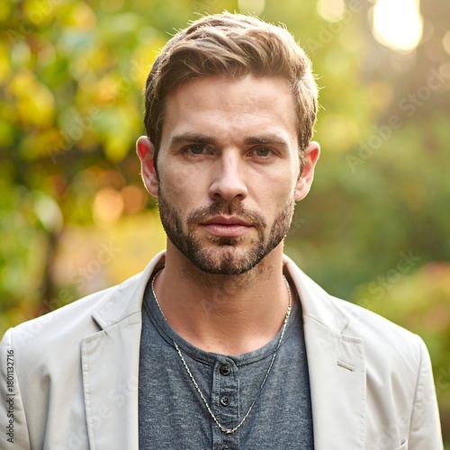 A head-and-shoulders portrait of a man with light-colored hair, a beard, and a serious expression