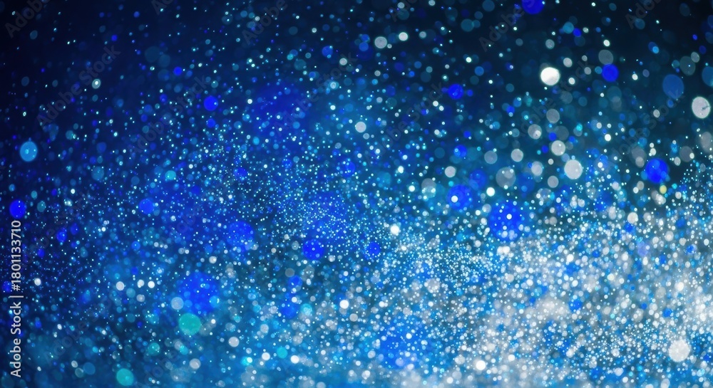 Obraz premium Sparkling Blue Bokeh Abstract Background, Glitter, Lights, Sparkle