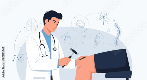 Medical Professional Performing Knee Reflex Test: Illustration of a Neurological Examination