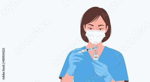 Medical Professional Preparing Vaccine Dose In Clean Environment For Vaccination, Healthcare