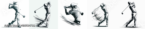 vector image of a man playing golf on a white background