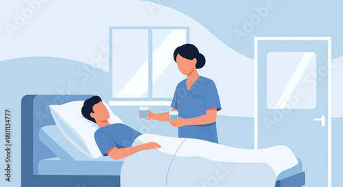 Medical Professional Providing Support to Patient in Hospital Setting with Care