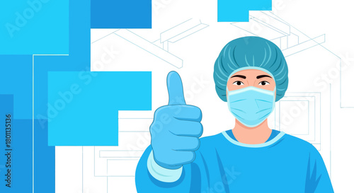 Medical Professional Showing Thumbs Up Sign, Positive Outlook on Healthcare