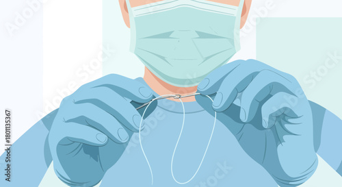 Medical Professional Threading a Needle in a Hospital Setting to Perform Procedure