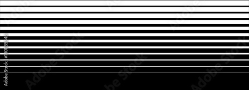 Line halftone gradation texture. Fading horizontal stripe gradient background. Repeating pattern backdrop. Black parallel thin to thick lines backdrop for overlay, print, cover, graphic design. Eps10