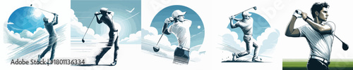 vector image of a man playing golf on a white background