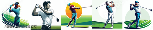 vector image of a man playing golf on a white background