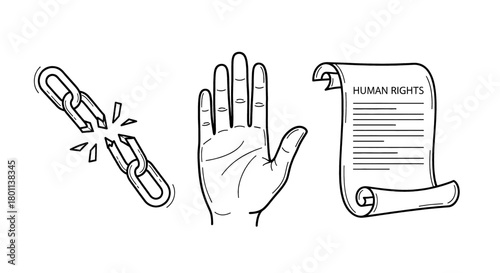 Symbolic illustration of freedom, human rights, and breaking chains.