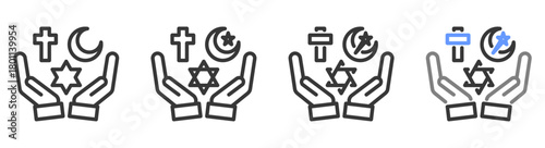 The Ultimate religion Styles with Variations Line of icon set vector illustration