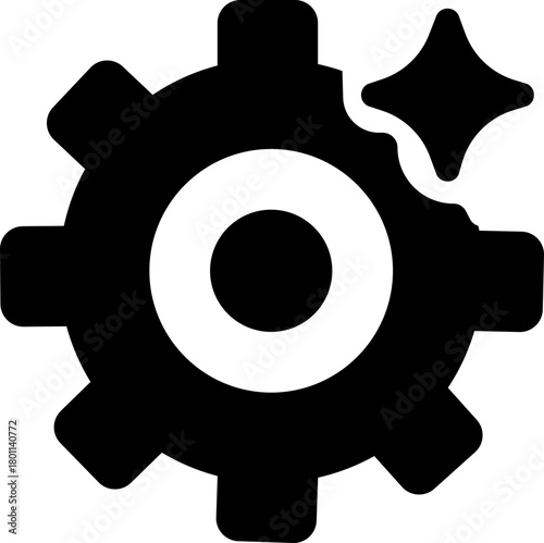 Robotic and Automation Icon of Artificial Intelligence, Machine Learning, and Industrial Robot Symbols, Black Flat Vector AI Technology and Innovation Design