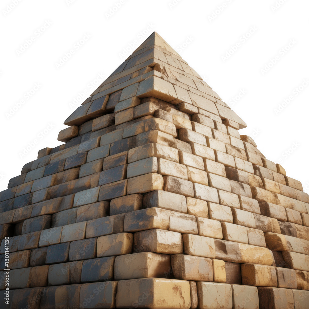Fototapeta premium Ancient stone pyramid structure isolated on a transparent background
