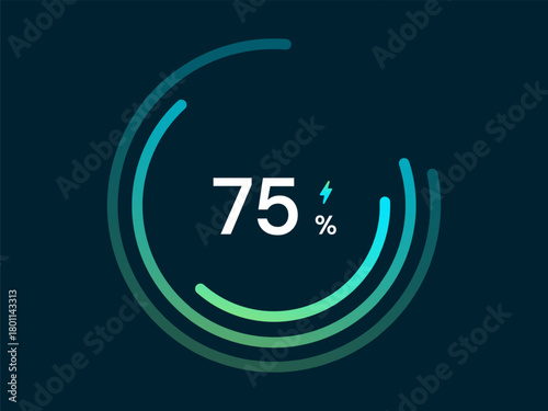Electric Vehicle battery charging Dashboard Interface with battery percentage in Movement Circular Progress Bar Lines movement vector design concept. Battery charging dashboard for ui, ev car, website