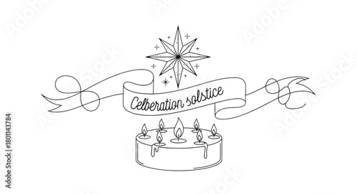 Festive celebration banner with a star and candles for the winter solstice