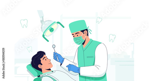 Dentist Performing Dental Checkup on a Patient in a Clean and Organized Dental Clinic Setting