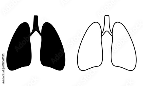 Human Lungs Vector Icon. Minimal Respiratory Organ Silhouette and Outline Design. Perfect for medical graphics, anatomy illustrations, healthcare infographics