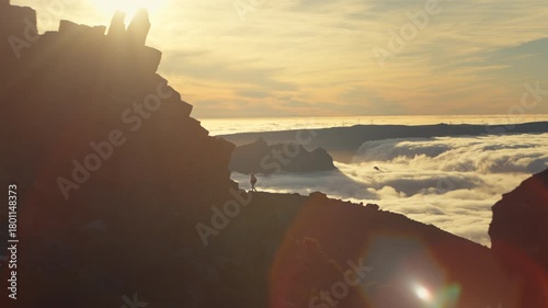 Breathtaking sunrise over pico do arieiro in madeira island, portugal
