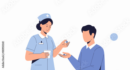 Medical Professional Providing Dosage To A Patient For Health Treatment With Pills Treatment