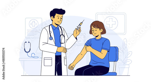 Medical Professional Providing Immunization Injection To A Patient For Preventative Care