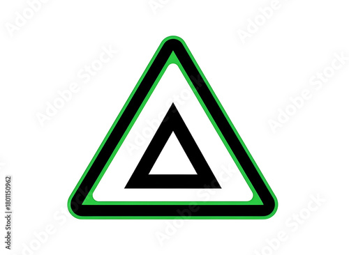 Wallpaper Mural Green neon triangle alert symbol isolated on transparent background Torontodigital.ca