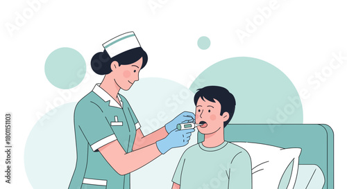 Medical Professional Checking Patient's Temperature with an Electronic Thermometer