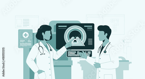Medical Professionals Analyzing Patient Scans, Healthcare Examination and Diagnosis Discussions