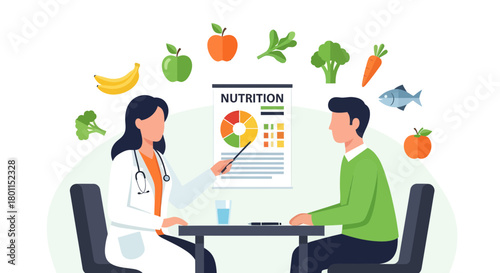 Nutrition Consultation With Dietitian Discussing Healthy Eating and Balanced Diet Plan