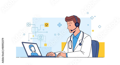 Online Doctor Consultation: Medical Professional Providing Remote Healthcare Services