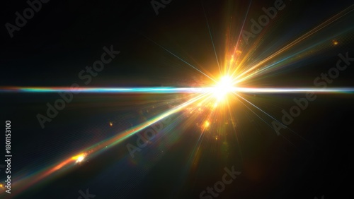 Abstract bright light burst with lens flare effect